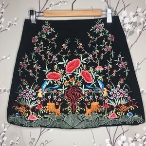 Zara embroidered mini skirt